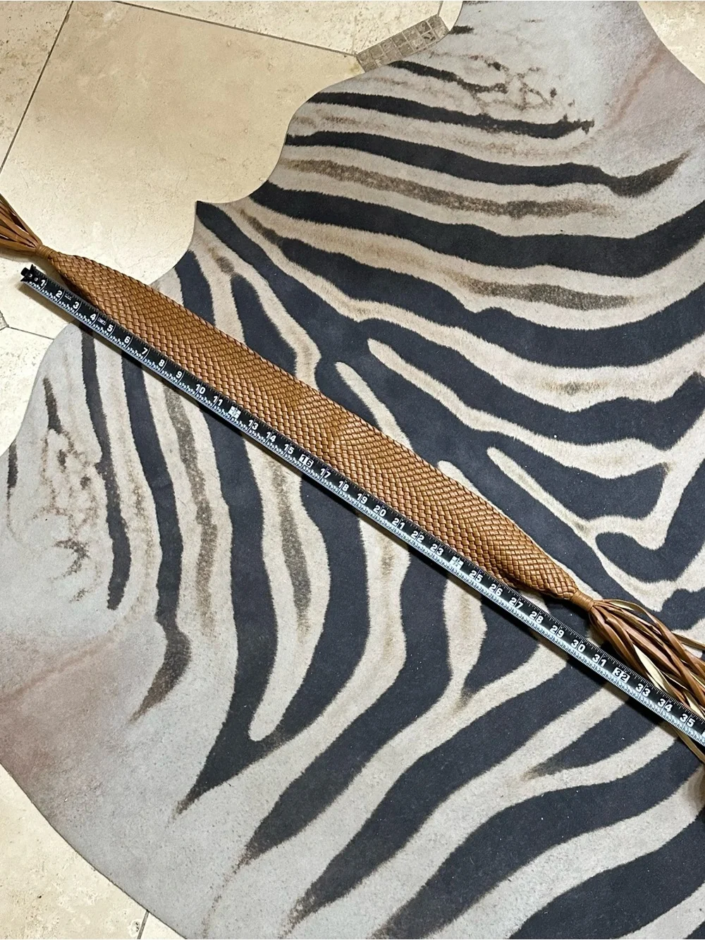 Woven Faux Leather Waist Belt in Cognac🌸